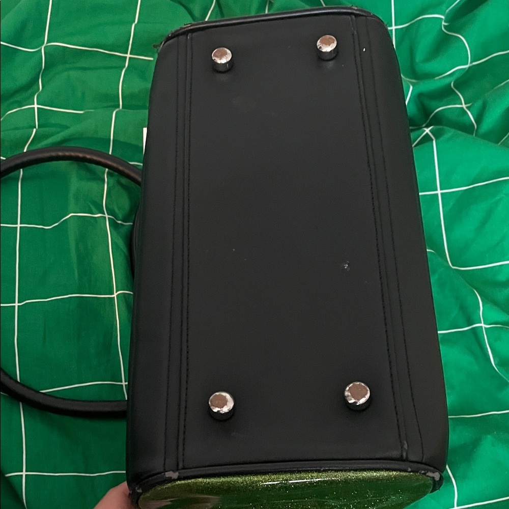 Lux de Ville Black Barrel Bag with Green Glitter Accents - Picture 7 of 9
